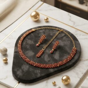 Red Stone Gold Plated Necklace Set for Women
