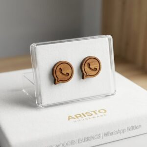 WhatsApp Logo Wooden Stud Earrings for Women