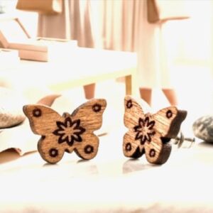Wooden  Butterfly  Stud  Earrings