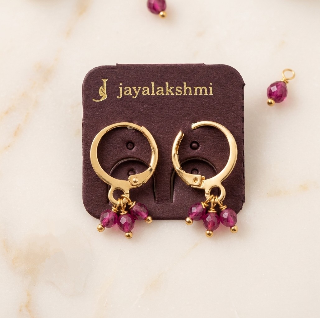 Gold Plated Beaded Hoop Earrings for Women - Image 3