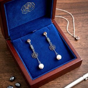 Rose Pearl Drop Earrings for Women