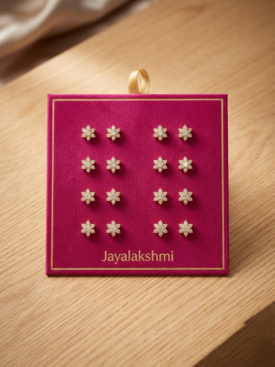 Gold Plated Floral Stud Earrings for Women