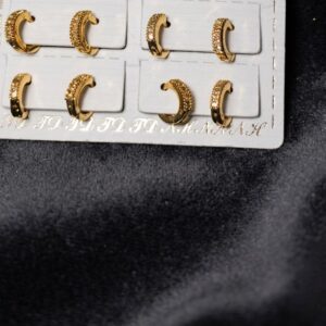 Gold Pave  Slim Huggie Hoop Earrings