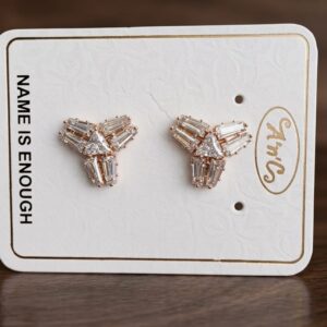 Rose Gold Baguette & Trillion Trifecta Stud Earrings