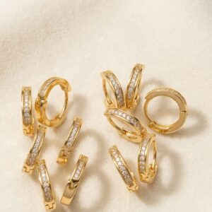 Gold Channel-Set Huggie Hoop Earrings
