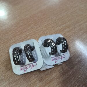 Black Metal Laser-Cut Hoop Earrings for Women