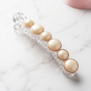 Pearl Beaded Transparent Hair Barrette Clip