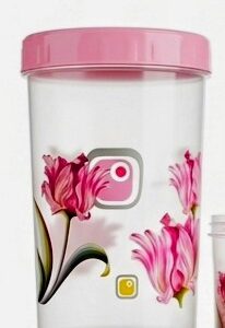 Floral Print Airtight Plastic  Container Jar