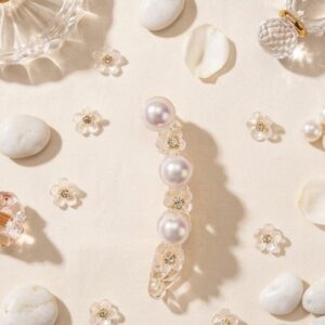 Elegant Pearl & Floral Hair Barrette Clip