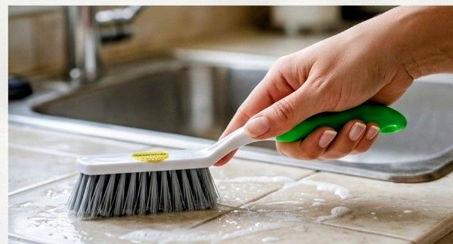 Kitchen Scrub Brush with Ergonomic Handle