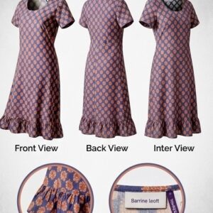 Women's Blue Floral Print Flared Night Dress