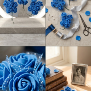 Royal Blue Artificial Rose Bouquet Flower