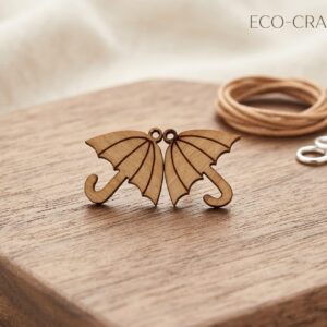 Natural Wood Umbrella Stud Earrings.