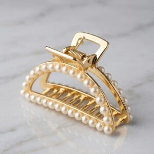Pearl Embellished Transparent Hair Claw Clip