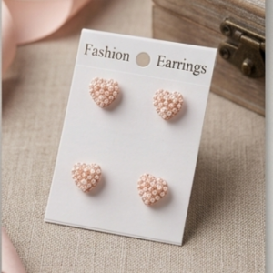 Heart Pearl Stud Earrings for Women