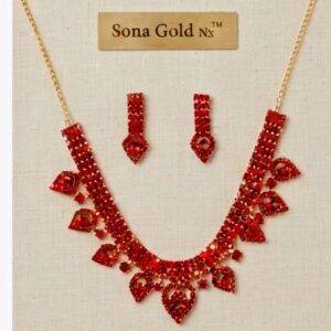 Red Stone Bridal Necklace & Earring Set