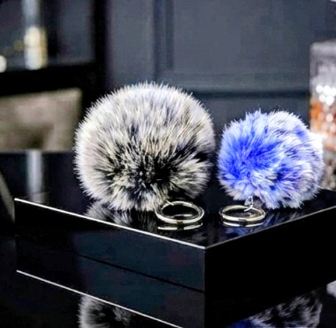 Fluffy Faux Fur Pom Pom Keychain Charm - Image 3