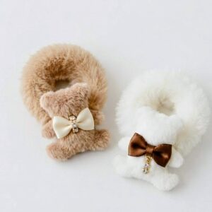 Cute Faux Fur Bunny Hair Scrunchie with Bow