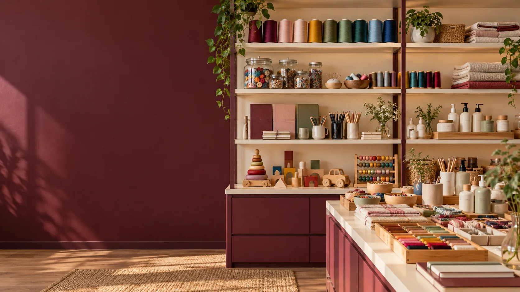 Sewing, stationery and everyday essentials display